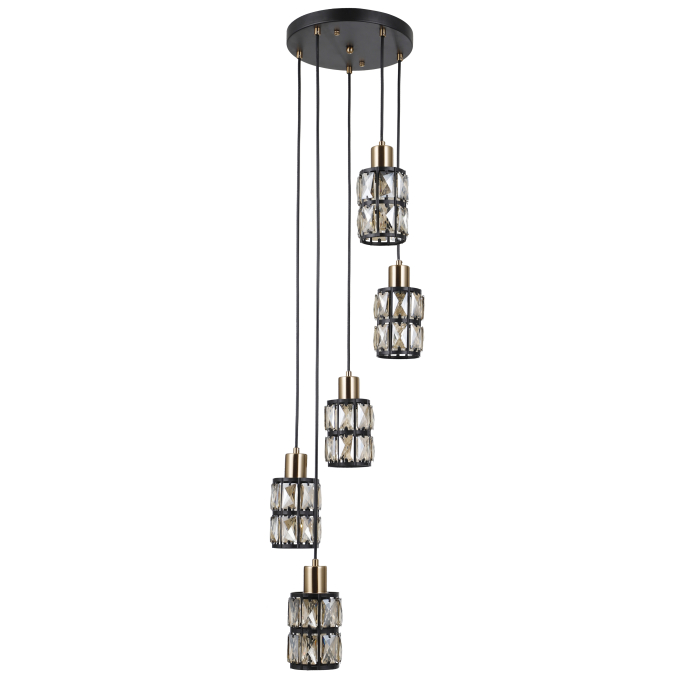Italux Menfi Wisząca matt black+honey brass 5xE27 40W PND-44236-5-BK-GD