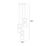 Italux Monza Wisząca Mosiężny 3xE27 40W PND-57602-3-BK+BRO