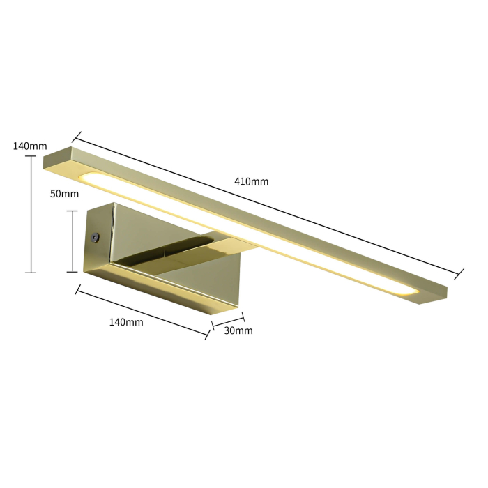 Light Prestige Isla kinkiet złoty średni z IP44 3000K LED złoty GS-LWB-12W/3 GOLD