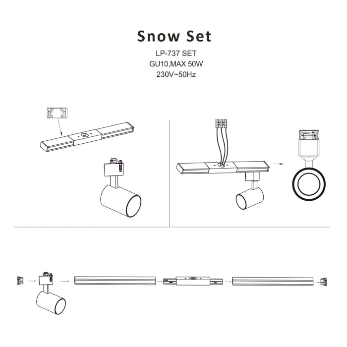 Light Prestige Snow SET 1F czarny GU10 czarny LP-737 BK SET