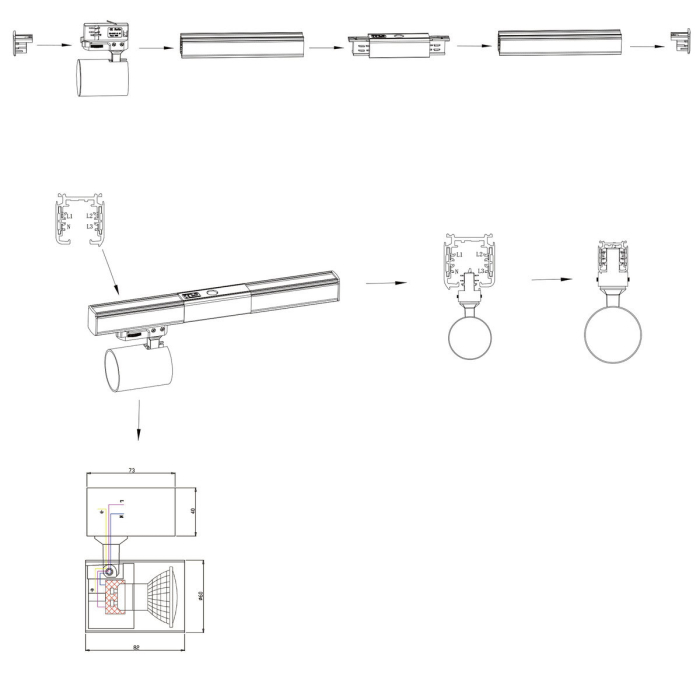 Light Prestige Snow System 3F GU10 4x50W czarny LP-737 BK SET 3F