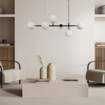 Light Prestige Alisa lampa wisząca czarna białe kulki LP-005/6P BK/WH 6xE14 czarny / biały