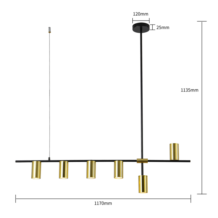 Light Prestige Arizona 6 linia lampa wisząca czarny/złoty LP-074/6PL BK/GD 6xGU10 czarny / złoty
