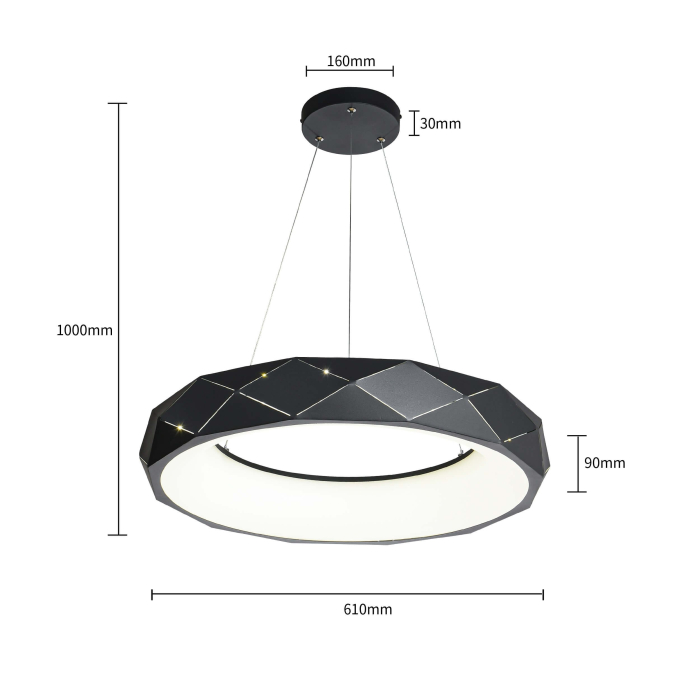Light Prestige Reus LED wisząca czarna LED czarny LP-8069/1P LED BK