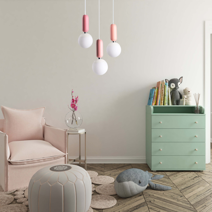 Light Prestige Lampa wisząca Rubi 3 wisząca różowa LP-044/3P Pink xE14 Różowy