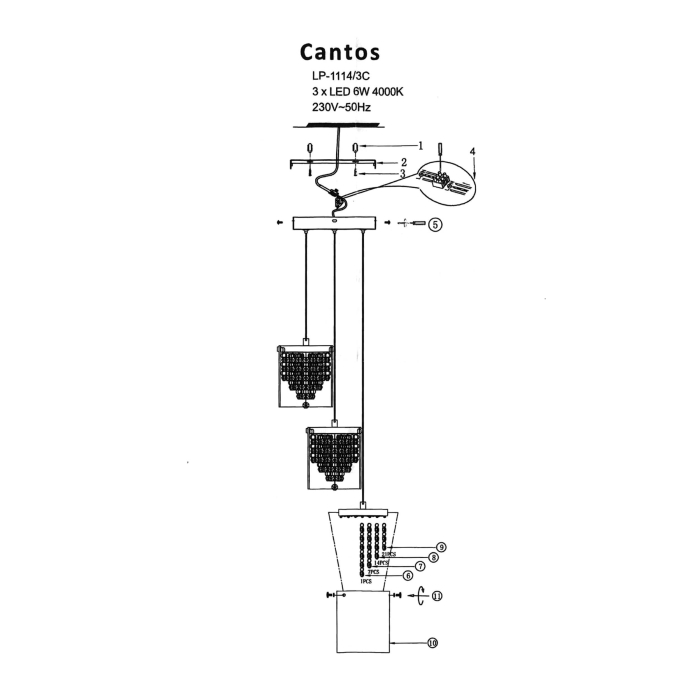 Light Prestige Cantos 3 wisząca LED  LP-1114/3C