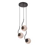 Light Prestige Hook 3 wiszaca czarna E27 czarny/ bursztynowy klosz LP-125/3P BK