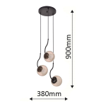 Light Prestige Hook 3 wiszaca czarna E27 czarny/ bursztynowy klosz LP-125/3P BK
