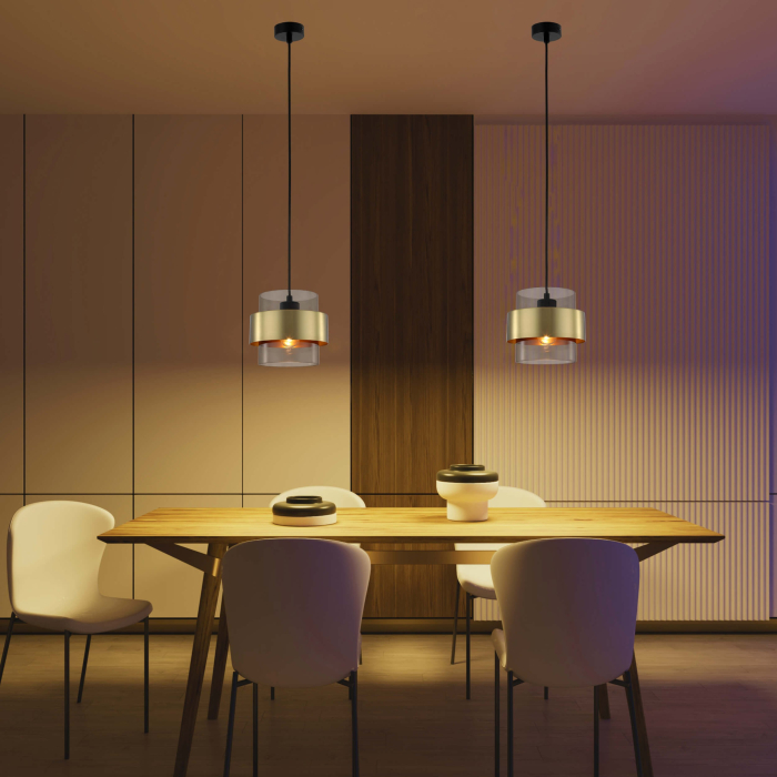 Light Prestige Miele Lampa wisząca E27 1x40W dymny/złoty LP-866/1P SM/GD