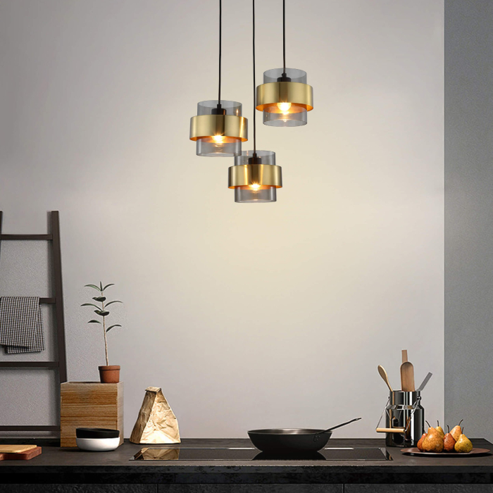 Light Prestige Miele Lampa wisząca E27 3x40W dymny/złoty LP-866/3P SM/GD