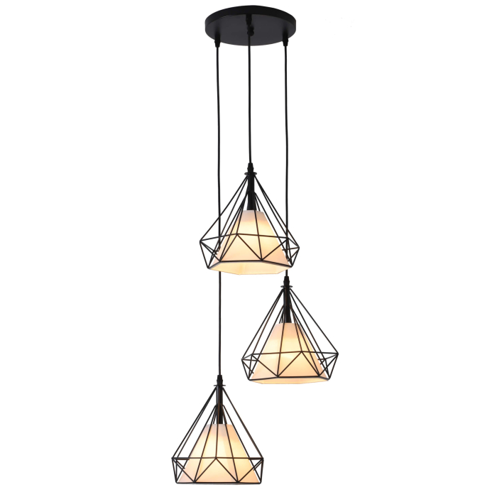 Light Prestige Nola 3 lampa wisząca czarna LP-076/3P BK 3xE27 czarny / biały