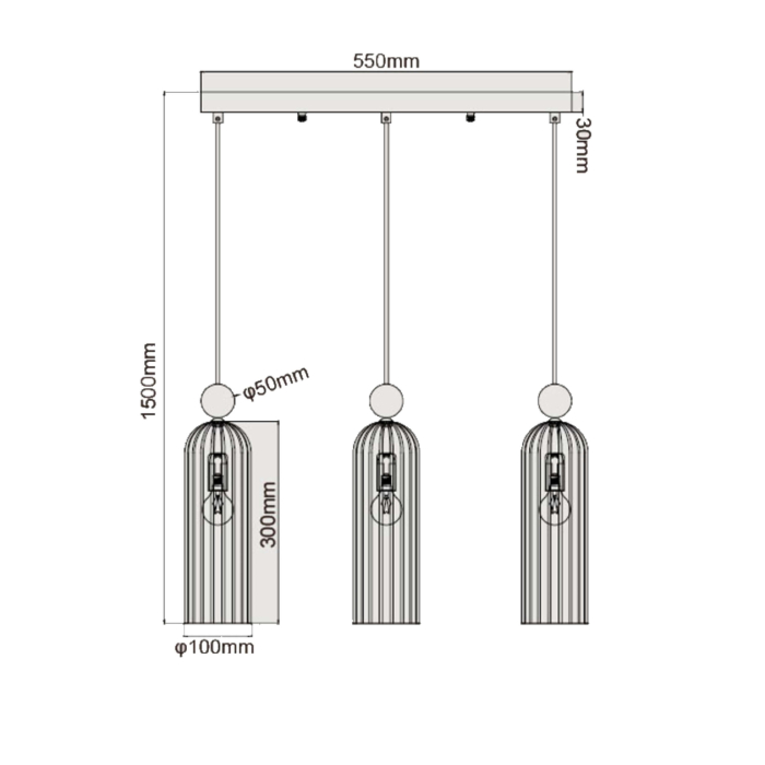 Light Prestige Piega Lampa wisząca E14 3x40W amber/złoty LP-939/3L amber