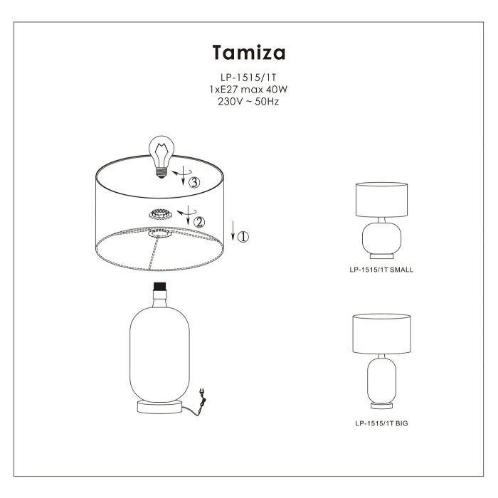 Light Prestige Tamiza biurkowa mała 1xE27 LP-1515/1T small
