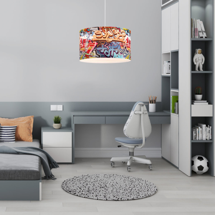 Light Prestige Lampa wisząca Graffiti Style LP-077/1P  xE14 Multikolor/biała