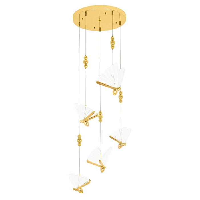 King Home Lampa wisząca BUTTERFLY DISC 5 złota (XCP8737-5.GOLD)