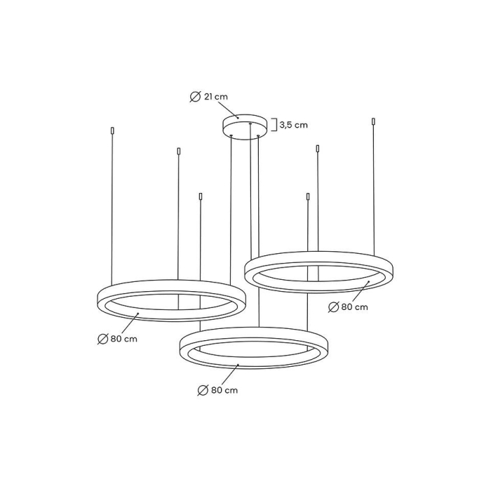 King Home Lampa wisząca RING 80 + 80 + 80 złota na jednej podsufitce (MSE0000808080)