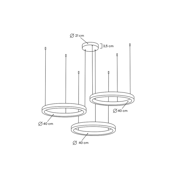 King Home Lampa wisząca RING 40 + 40 + 40 złota na jednej podsufitce (MSE0000404040)