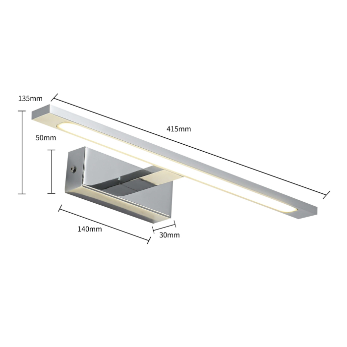 Light Prestige Isla kinkiet chrom sredni IP44 CCT (zmienna barwa 3000/4000/6500K) LED chrom GS-LWB-12W CH CCT