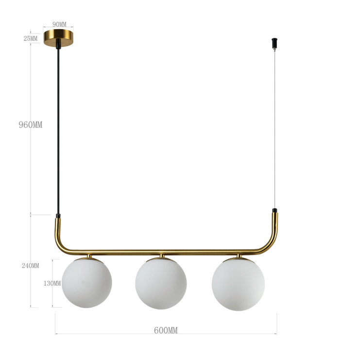 Light Prestige Lampa wisząca Alisa 3xE14 złota/biała LP-005/3L GD