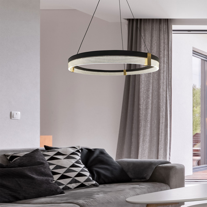 Light Prestige Lampa wisząca Plum 1 LED CCT duża czarna LP-0407/1P L BK Triangle