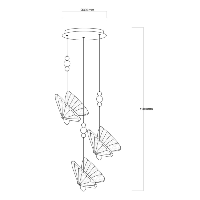 Light Prestige Lampa wisząca Mariposa 3xLED CCT LP-1715/3P