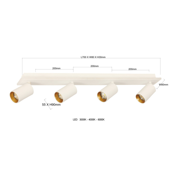 Light Prestige Lampa sufitowa Parma 4xGU10 + 1xLED biała LP-0612/4C WH