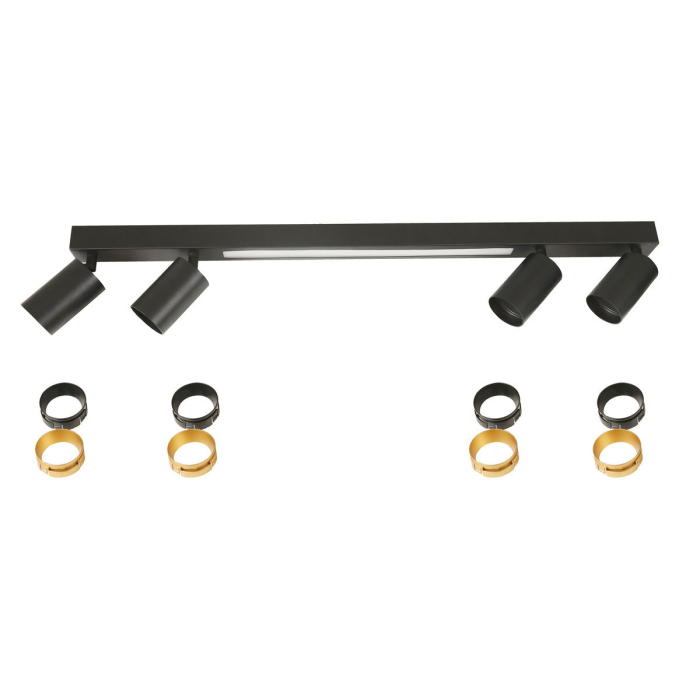 Light Prestige Lampa sufitowa Perugia 4xGU10 + 1xLED czarna LP-0703/4C BK