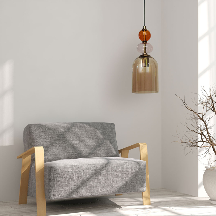Light Prestige Lampa wisząca Tropea 1xE27 bursztynowa, średnia LP-2004/1P M AM