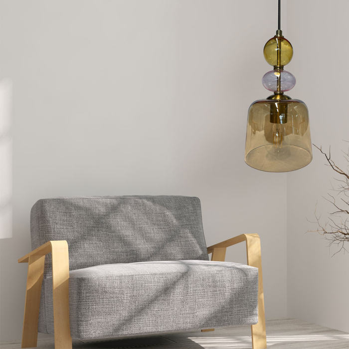Light Prestige Lampa wisząca Tropea 1xE27 bursztynowa, mała LP-2004/1P S AM