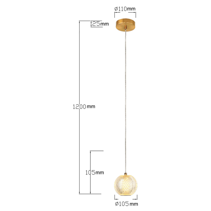 Light Prestige Lampa wisząca Diamond 1 1xLED CCT złota LP-2202/1P GD