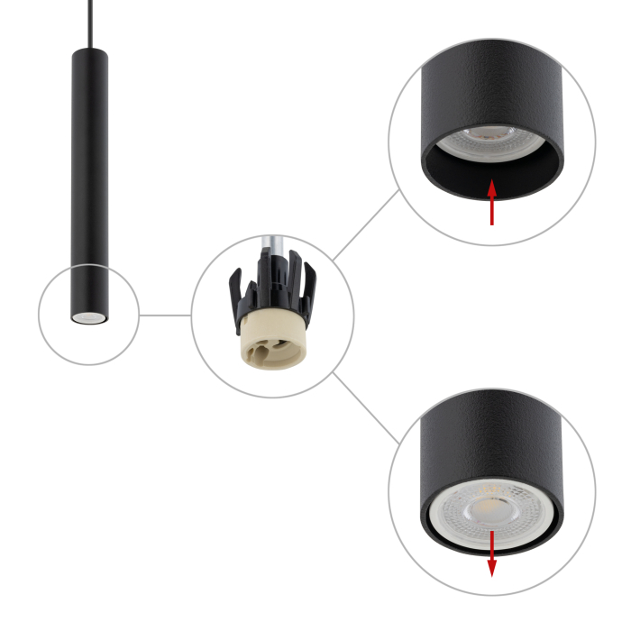Nowodvorski FOURTY M  Sufitowa Wisząca Max moc 10W only LED GU10 R35 Czarny 10771