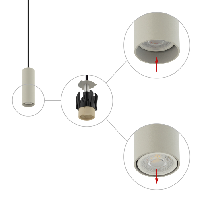 Nowodvorski FOURTY S  Sufitowa Wisząca Max moc 10W only LED GU10 R35 Szary 10900