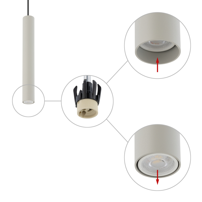 Nowodvorski FOURTY M  Sufitowa Wisząca Max moc 10W only LED GU10 R35 Szary 10902