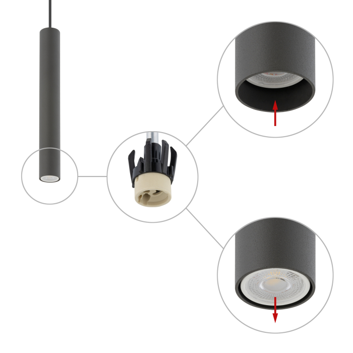 Nowodvorski FOURTY M  Sufitowa Wisząca Max moc 10W only LED GU10 R35 Szary 10903