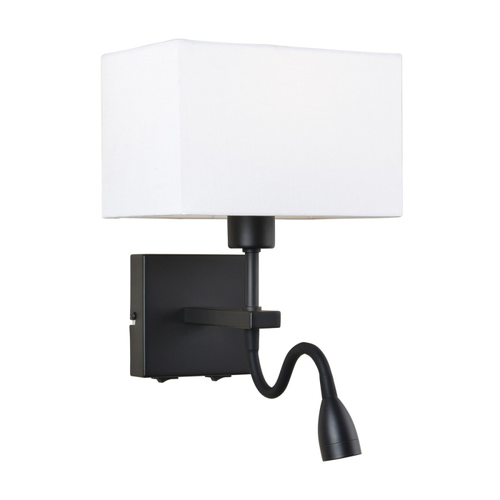 Italux Norte E27+LED 60W+3W 350lm 3000K Kinkiet Czarny mat WL-1122-2-BL-BM-RC-WH