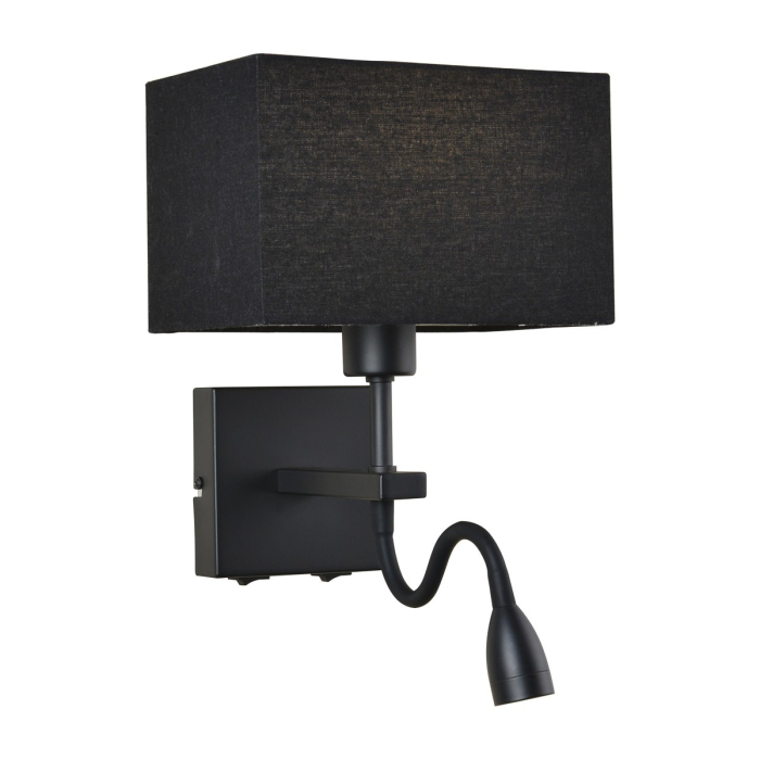 Italux Norte E27+LED 60W+3W 350lm 3000K Kinkiet Czarny mat WL-1122-2-BL-BM-RC-BL
