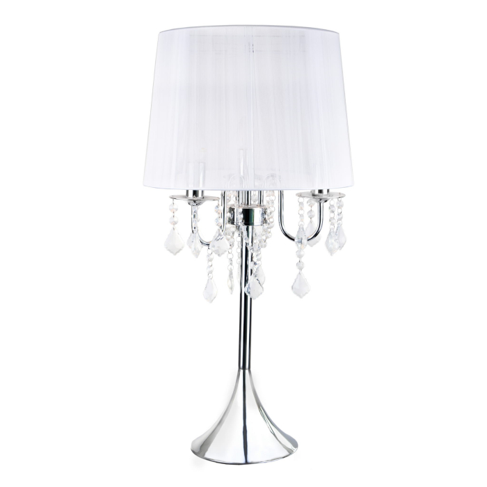 Light Prestige Mona biurkowa srebrna 3xE14 biały, srebrny LP-5005/1T srebrna