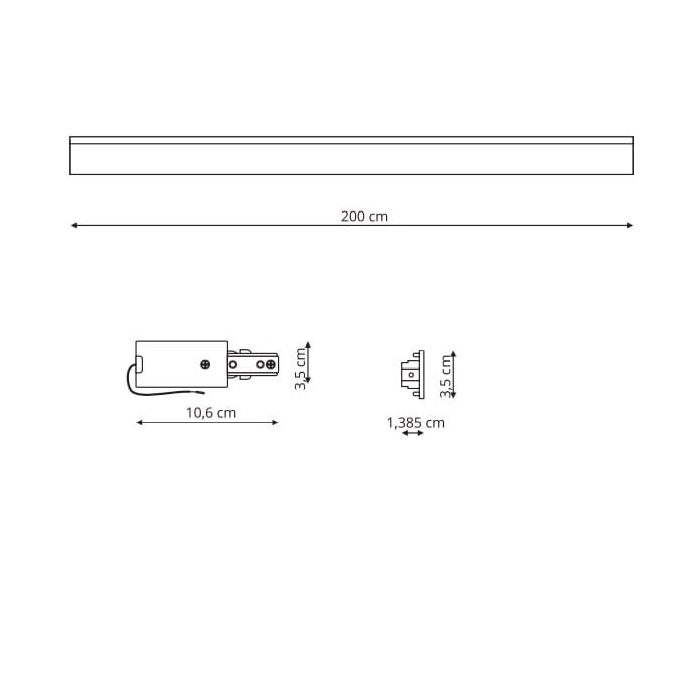 Light Prestige Szynoprzewód 1F 2m czarny czarny LP-571/2M-S-BK