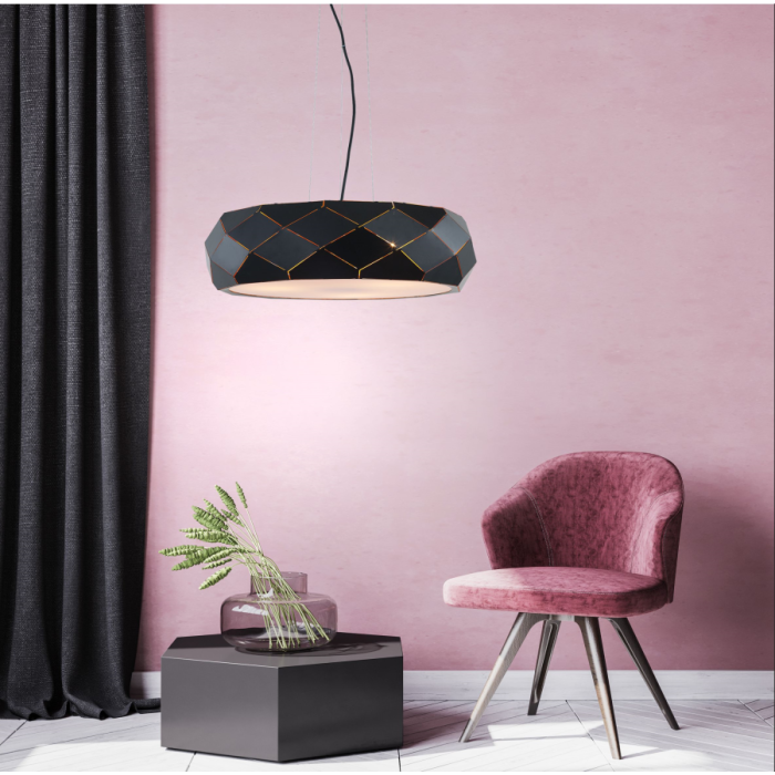 Light Prestige Reus wisząca czarna E27 czarny LP-8069/1P BK