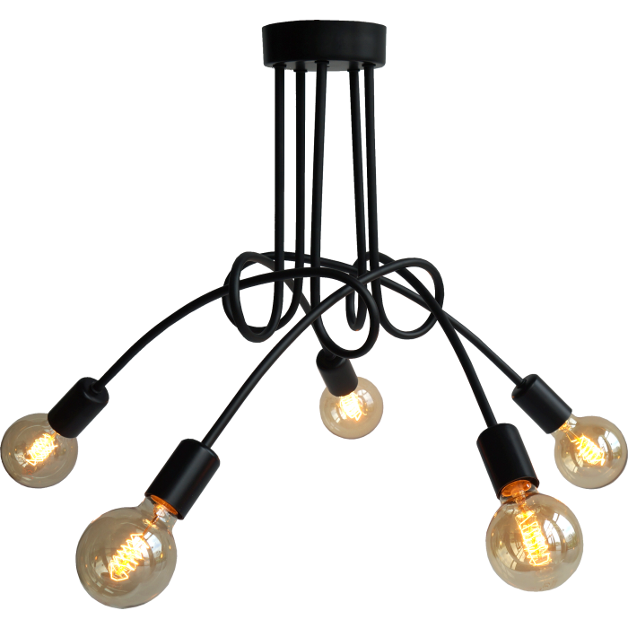 Light Prestige Spin 5 wisząca E27 czarny LP-1313/5P BK