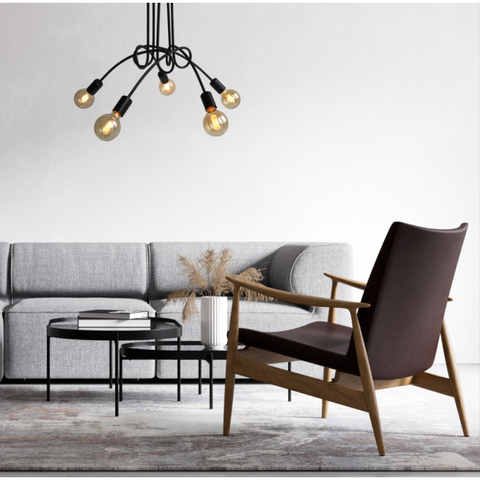 Light Prestige Spin 5 wisząca E27 czarny LP-1313/5P BK