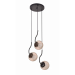 Light Prestige Hook 3 wiszaca czarna E27 czarny/ bursztynowy klosz LP-125/3P BK