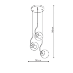Light Prestige Hook 3 wiszaca czarna E27 czarny/ bursztynowy klosz LP-125/3P BK