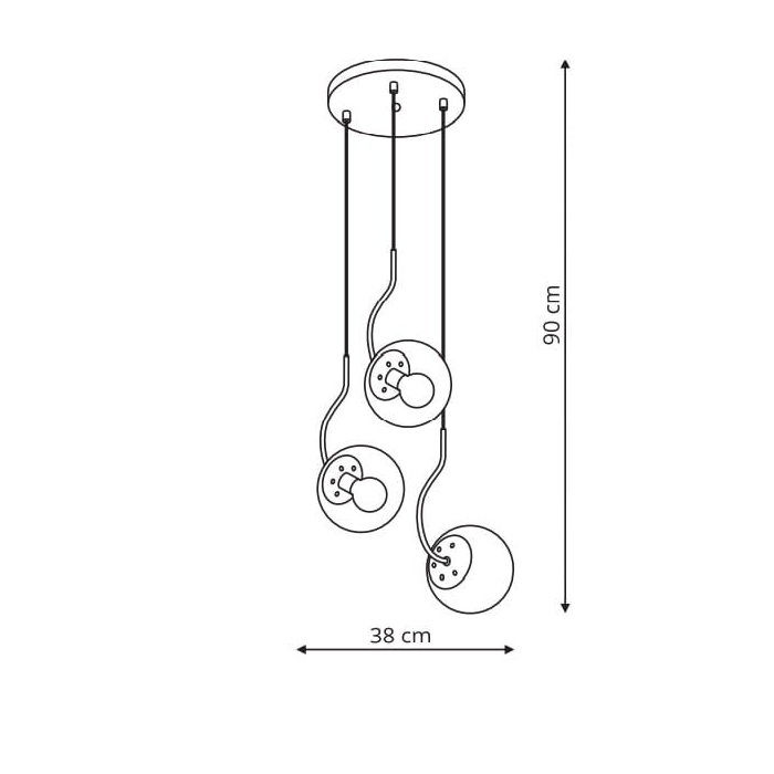 Light Prestige Hook 3 wiszaca czarna E27 czarny/ bursztynowy klosz LP-125/3P BK