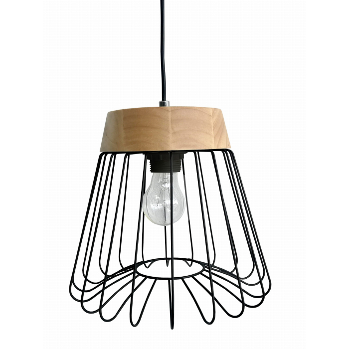 Light Prestige Nido wisząca czarna E27 czarny/drewno LP-128/1P BK