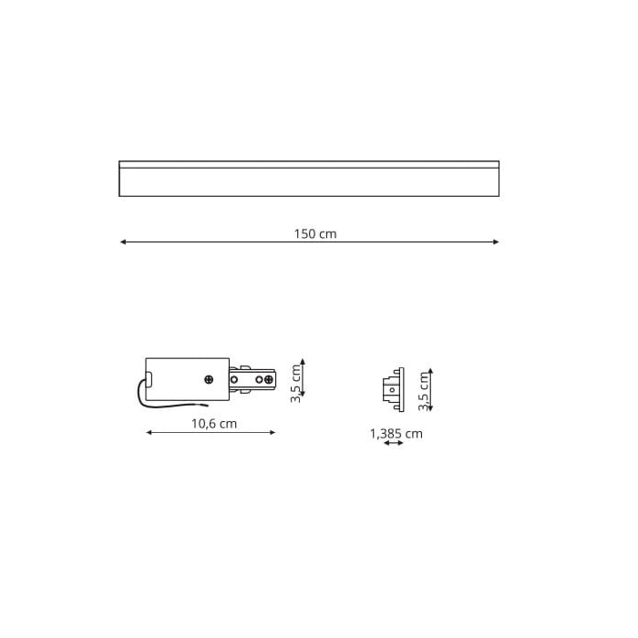 Light Prestige Szynoprzewód 1F 1,5m czarny czarny LP-571/150CM BK