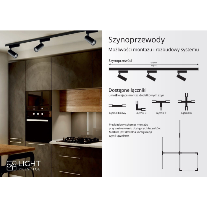 Light Prestige Rocca SET 1F czarny 4000K LP-1019/1W BK set