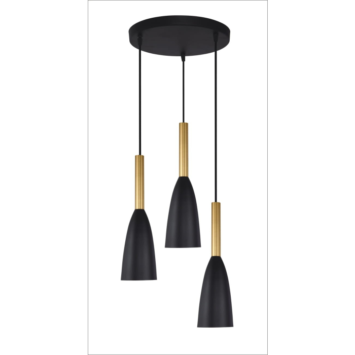 Light Prestige Solin 3 wisząca talerz czarno/złota E27 czarny/złoty LP-181/3P BK/GD