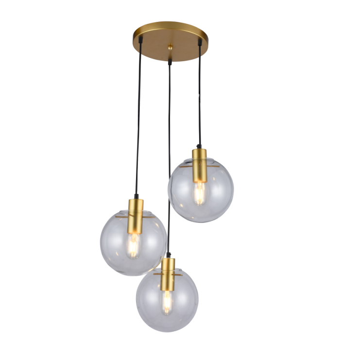 Light Prestige Puerto 3 wisząca złota E27 złoty / transparentny LP-004/3P GD